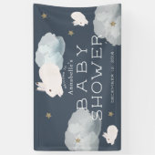 Voler Bunny Stars Nuages Baby shower Bannière (Vertical)