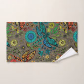 Voler, libellule de mouche sur brun (Serviette à main)