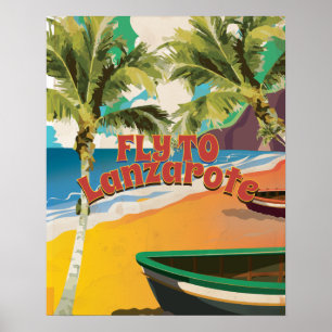 Voler vers Lanzarote Affiche Vintage