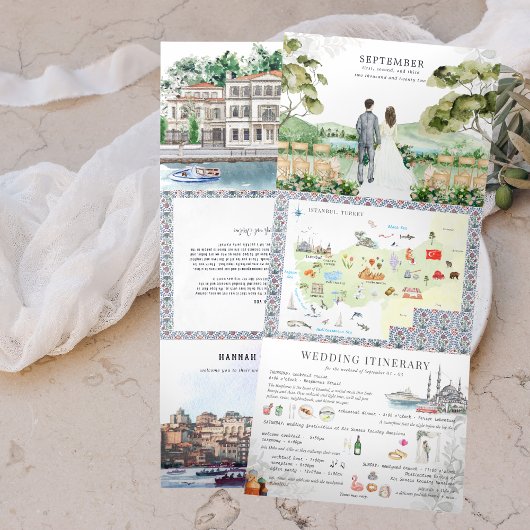 Volets Istanbul, Turquie Mariage | Invitation à trois vol