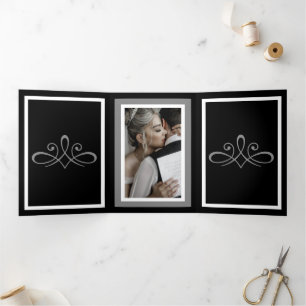 Volets Programme de pliage à trois lettres noir et blanc