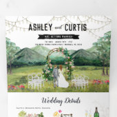 Volets Rustic Forest Mountain Mariage Invitation à trois  (Intérieur en premier)