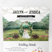 Volets Rustic Forest Mountain Mariage Invitation à trois  (Intérieur en premier)