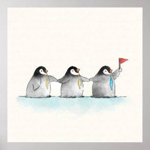 Volg de Leader-pinguïns Poster