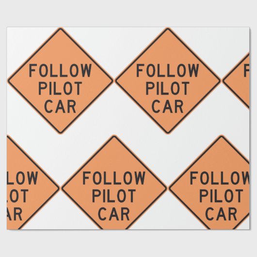 Volg de pilot Car Road Work Construction Sign Cadeaupapier (Vlak)