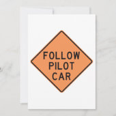 Volg de pilot Car Road Work Construction Sign Kaart (Voorkant)
