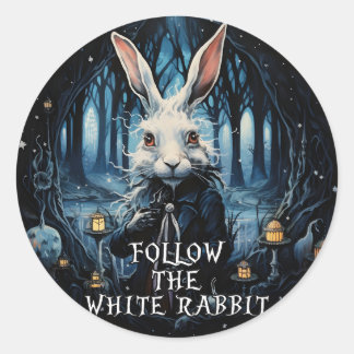 Volg de White Rabbit Alice in Wonderland Ronde Sticker