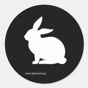 VOLG DE WITTE KONIJN RONDE STICKER