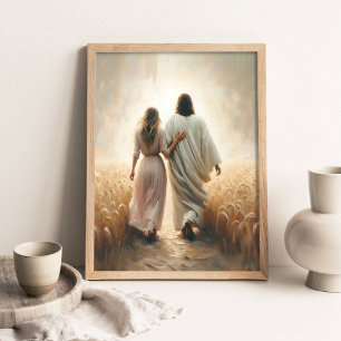 Volg Hem, Christelijke Schildering, Jezus en Vrouw Poster