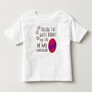 Volg het White Rabbit Funny Cute Easter Gezegde Kinder Shirts