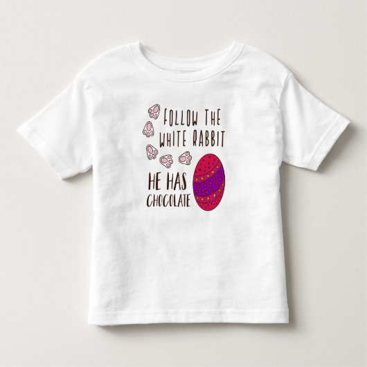 Volg het White Rabbit Funny Cute Easter Gezegde Kinder Shirts (Voorkant)