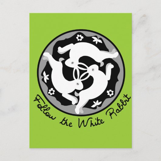 Volg het witte konijn briefkaart (Voorkant)