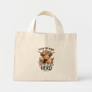 Volg het woord, niet de kudde mini tote bag