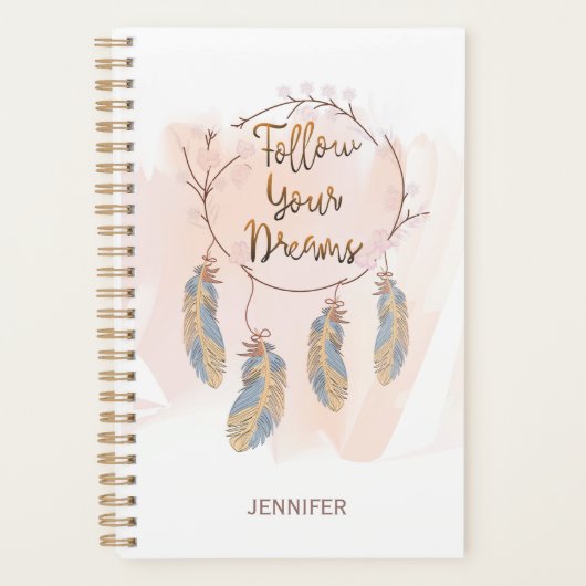 Volg je dromen Dreamcatcher gepersonaliseerde naam Planner (Voorkant)