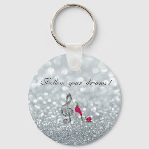 Volg je dromen, Glitterend, Hoge Hakken, Vioolsleu Sleutelhanger