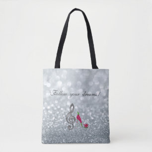 Volg je dromen, Glitterend, Hoge Hakken, Vioolsleu Tote Bag