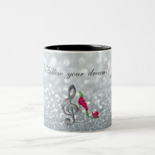 Volg je dromen, Glitterend, Hoge Hakken, Vioolsleu Tweekleurige Koffiemok