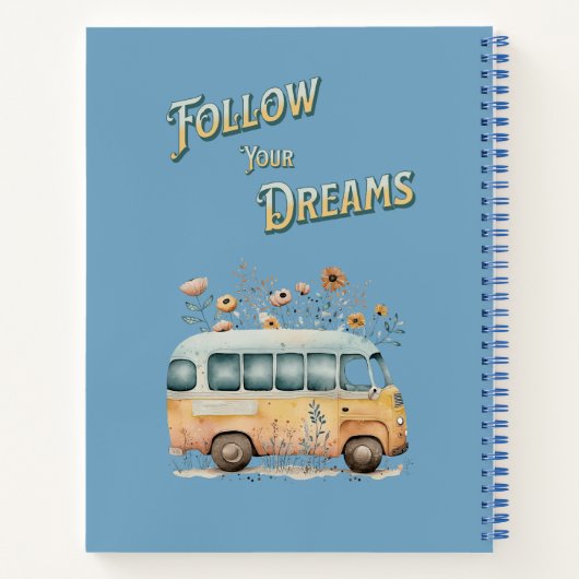 Volg je dromen schattige kleine auto waterverf bla notitieboek (Achterkant)