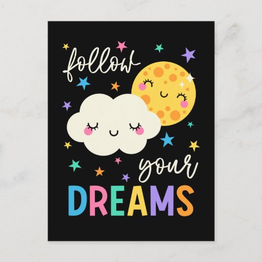 Volg je dromen | Wolk & Moon Briefkaart (Voorkant)