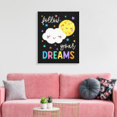 Volg je dromen | Wolk & Moon Canvas Afdruk (Insitu (Woonkamer))