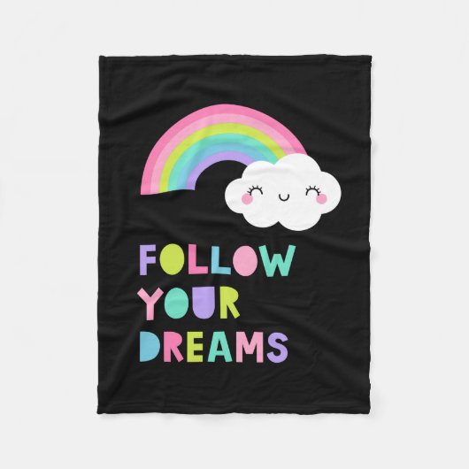 Volg je droombeeld en regenboogwolk fleece deken (Voorkant)