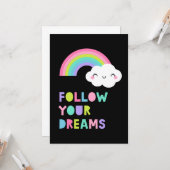 Volg je droombeeld en regenboogwolk kaart (Voorkant / Achterkant in situ)