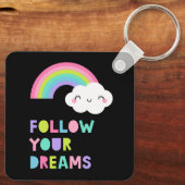 Volg je droombeeld en regenboogwolk sleutelhanger (Achterkant)