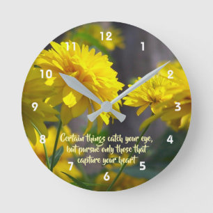Volg Je Hart Bloemen Inspirerende Quote  Ronde Klok