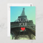 Volg je hart Eiffeltoren Briefkaart (Voorkant / Achterkant)