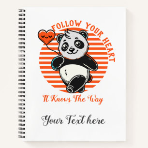 Volg je Hart Panda Schattig Inspirerend Notitieboek