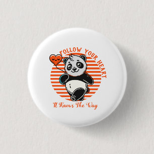 Volg je hart panda Schattige Inspirerend Ronde Button 3,2 Cm