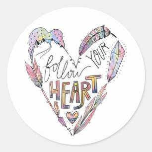 Volg je hart ronde sticker