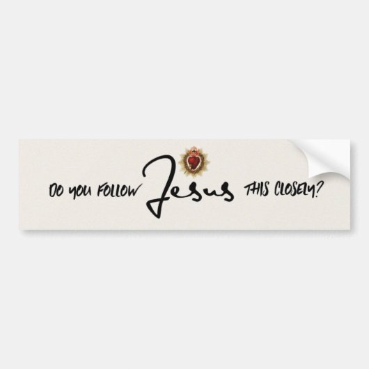 Volg je JESUS op de voet? Bumpersticker (Voorkant)