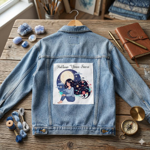 Volg Je Sterren Hemelse Vrouw Kunstprint   Maan Denim Jacket