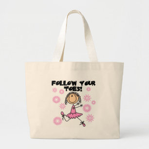 Volg je tenen Ballerina Tshirts en cadeaus Grote Tote Bag