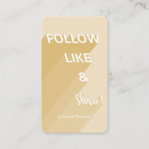Volg, like en deel Golden Social Media Foto Visitekaartje