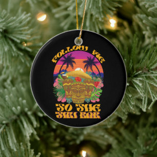 Volg me naar de Tiki Bar Hawaïaanse Luau-feestje Keramisch Ornament