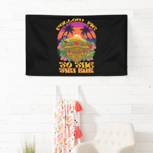 Volg me naar het Tiki Bar Hawaiian Luau feest Spandoek