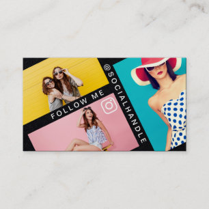 Volg me Trendy Social Media Photo Layout Black Visitekaartje