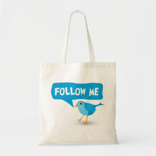Volg me Twitter Blue Bird Budget Canvas tassen