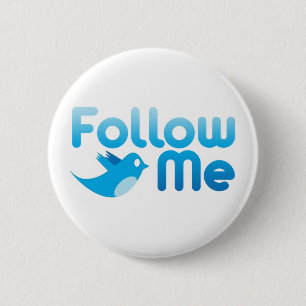 Volg me Twitter de heer Funny Parody Ronde Button 5,7 Cm