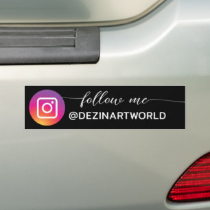Volg Mij Instagram Social Media Pagina Zwart Wit Bumpersticker