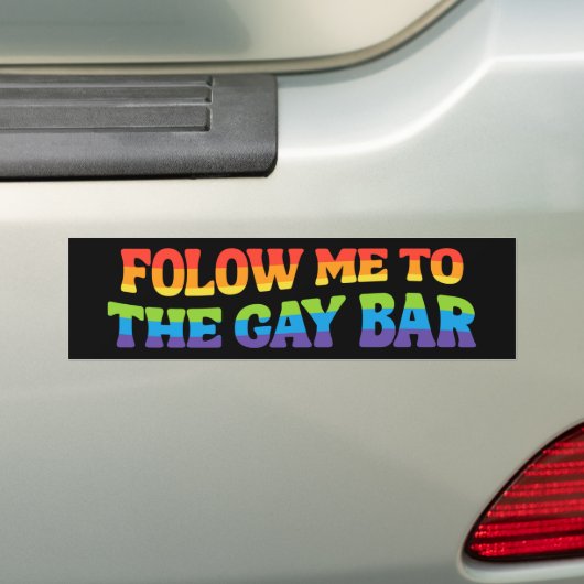 Volg mij naar de Gay Bar LGBT Pride Bumpersticker (Op auto)