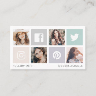 Volg mij Social Media Square Grid Fotocollage Visitekaartje