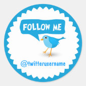 Volg mij Twitter Blue Bird Cool Ronde Stickers (Voorkant)