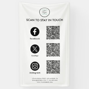 Volg ons bedrijf met sociale media QR-code Spandoek