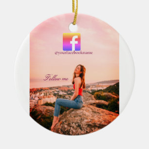 volg ons facebook gebruikersnaam social media foto keramisch ornament