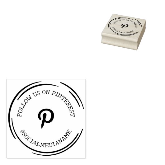 Volg ons/mij op Pinterest, Social Media Rubberstempel (Gestempeld)