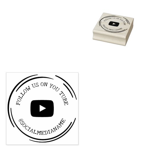 Volg ons/mij op YouTube, sociale media Rubberstempel