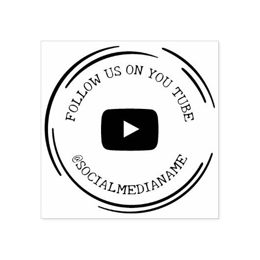 Volg ons/mij op YouTube, sociale media Rubberstempel (Afrduk)
